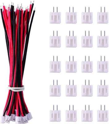 Image de 20 pairs of 2.0 mm bipolar JST male and female microelectric connectors with 80 mm wire.