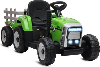 Produktbild von Elektrischen Kinderauto, Kinder-Traktor, inkl. Eltern-Fernbedienung, max. Geschwindigkeit von 6 km/h;, Grün + Schwarz