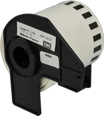 Produktbild von vhbw Rolle mit Halter 62mm x 15,24m (1 Etikette) kompatibel mit Brother PT QL-580, QL-580N, QL-650, QL650TD, QL-700, QL-710 Drucker - Premium Weiß