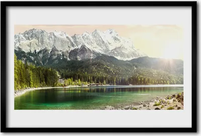 Produktbild von Bild 60x40 MDF-Rahmen Wandkunst Gebirge Wald See Landschaft