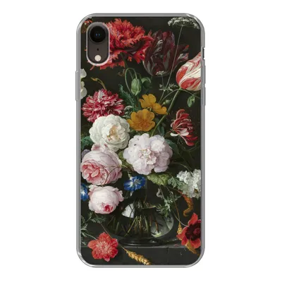 Produktbild von MuchoWow® Handyhülle Schutzhülle Hülle für iPhone XR Stilleben mit Blumen in einer Glasvase - Gemälde von Jan Davidsz. de Heem Silikon Softcase Handy Hülle - Schutzdeckel