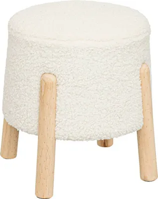 Image de Tabouret d'agneau avec pieds en pin BOUCL, 41 x 35 x 41,5 cm