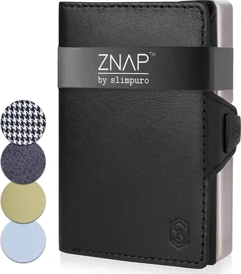 Produktbild von Slimpuro Geldbörse Herren, Slim Wallet mit RFID Schutz, Leder-Geldbörse Herren Klein mit Münzfach, Portmonee für Herren und Damen, Kartenetui & Geldbeutel für Herren, Brieftasche für 12 Karten