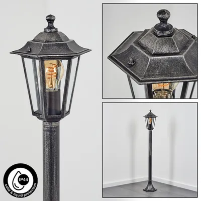 Produktbild von Rivale Wegeleuchte aus Metall/Glas in Schwarz-Silberfarben/Klar