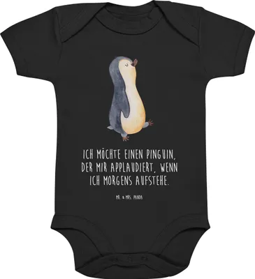 Produktbild von Mr. & Mrs. Panda babyanzug Pinguin marschieren 1. - 3. Monat - Schwarz - Geschenk, Kurzarmbody, Strampler, Applaus, Unausgeschlafen, Familie, Spazieren, Baby, Aufstehen