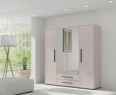 Produktbild von FurMeb24 MAXIONE Kleiderschrank 197,6 x 205,7 cm - Cashmere - mit spiegel