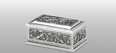 Produktbild von Schmuckdose Rechteckig Groß verziert versilbert 11,0 x 7,0cm H 5,0cm