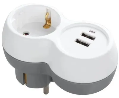 Zdjęcie produktu dla Rozgałęźnik sieciowy schuko 2 porty USB a c ładowarka szybka