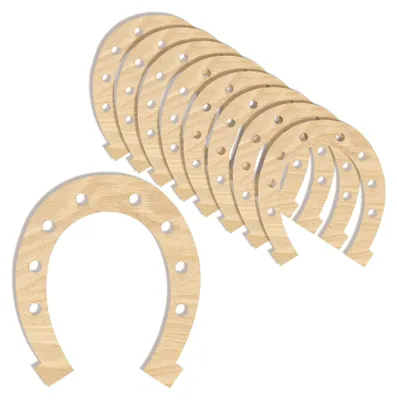 Produktbild von 10 Stück Hufeisen Holz Bastelanhänger aus Sperrholz | 16,5 x 14,5 cm | DIY Unbehandelte Form-Scheiben | Kindergeburtstag | Ausschnitte zum Bemalen, Dekorieren, Verschenken & Decoupage