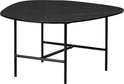 Obrázok produktu pre Konferenčný stolík Vajen s doskou v mramorovom vzhľade, čierny, 70 × 70 cm