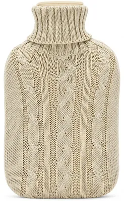 Produktbild von Gummiwärmflasche mit Strickbezug, 1,75 l, Grau-Beige, für Damen und Herren