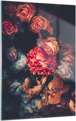Produktbild von Bilder auf glas - Einteilig - Blumenstrauß Blumen Rosen - 50x70cm - Glasbilder - Wandbilder - Bilder - zum Aufhängen bereit - Wanddekoration aus Glas - Glas Bilder - Wandbild auf Glas - GPA50x70-5002