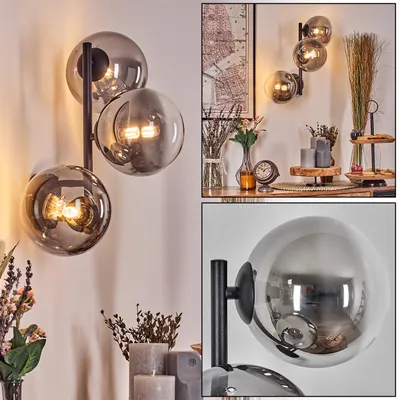 Produktbild von Isorella Wandlampe aus Metall/Glas in Schwarz/Chrom-/Rauchfarben/Klar