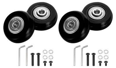 Produktbild von 4 Ersatzrollen für Koffer, 41 x 18 mm Gummi Schwenkrollen, Schwarz