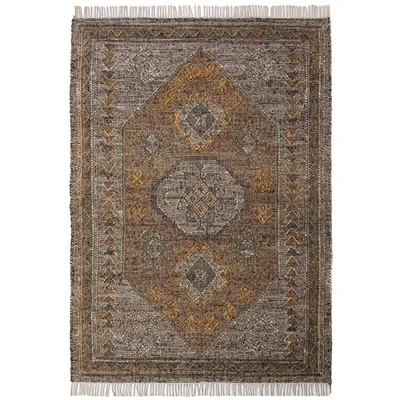 Produktbild von Flachgewebe-Naturfaserteppich Vintage · handgewebt · Jute + Wolle Boho