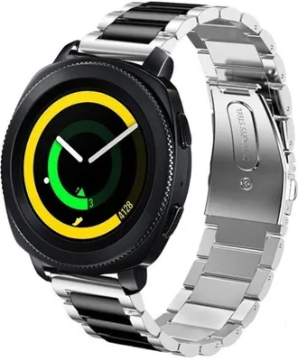 Produktbild von Strap-it Samsung Gear Sport Gliederarmband (Silber / Schwarz)