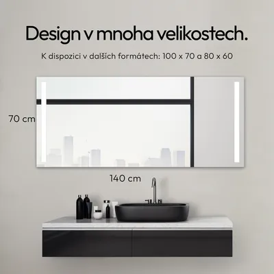 Obrázek produktu pro Koupelnové zrcadlo s osvětlením TALOS Light - Koupelnové zrcadlo 160 x 70 cm - s podsvícenými světelnými výřezy - barva světla neutrální bílá