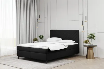 Produktbild von Boxspringbett Schlafzimmerbett BONITA 160x220cm in Stoff Matt Velvet Schwarz