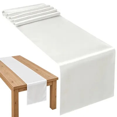Produktbild von Tischläufer Satin Tischschärpe 36x900 cm Weiß Tischdekoration für Hochzeit Kommunion Taufe Geburtstag Bankett