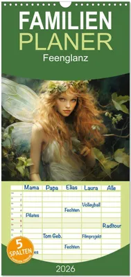 Produktbild von Familienplaner 2026 - Feenglanz mit 5 Spalten (Wandkalender, 21 x 45 cm) CALVENDO