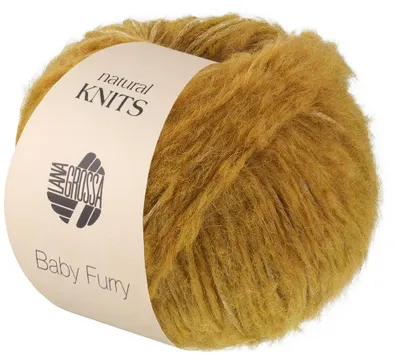 Produktbild von Lana Grossa BABY FURRY 50 g Flauschiges Effektgarn aus Alpaka, Baumwolle & Merino Farbe 015 - Ockergelb