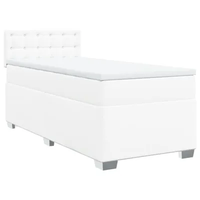 Produktbild von Boxspringbett mit Matratze Weiß 80x200 cm Kunstleder