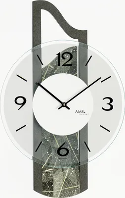 Produktbild von moderne Wanduhr mit Natur-Baumblatteinlage - AMS Modell: 9680