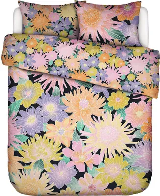 Produktbild von Essenza & Co. Bio Baumwoll-Bettwäsche-Garnitur Flower fling Farbe Black Größe 140x200+70x90