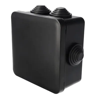 Produktbild von Aufputz-Hermetikkasten mit Kabelverschraubungen, Klickverschluss, 109x109x57mm, IP55, schwarz, EDO777829, EDO Technic