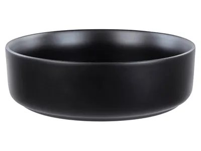 Produktbild von BELIANI Waschbecken Schwarz Keramik Rund ⌀ 36 cm mit Klickverschluss Stöpsel Badezimmer Ausstattung Waschschale Waschtisch Aufsatzwaschbecken