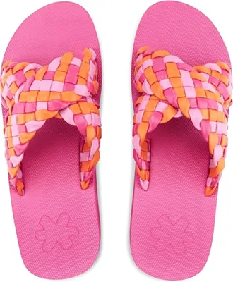 Zdjęcie produktu dla Klapki damskie Flip Flop Wedgy Cross różowe lekkie plecione platforma 41