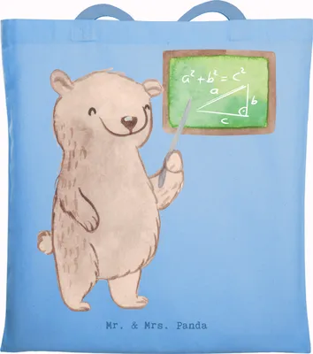 Produktbild von Mr. & Mrs. Panda Einkaufstasche Mathematiklehrer Herz - Sky Blue - Geschenk, Mathelehrer, totebag, Referendariat, Matheunterricht, Lehrer, Mathe, Tote Bag, Tasche
