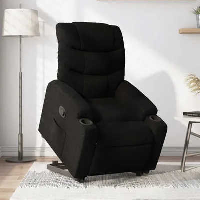 Produktbild von CLORIS Relaxsessel mit Aufstehhilfe Schwarz Stoff - Fernsehsesel LL0000255348
