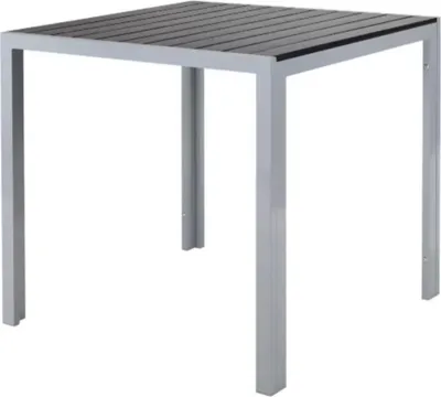 Obrázek produktu pro Hliníkový zahradní stůl Bolt Edge – 75 x 75 x 72 cm – čtvercový – povrch z WPC – bistro a jídelní stůl – odolný vůči teplu a povětrnostním vlivům – šedý – pro vnitřní i venkovní použití