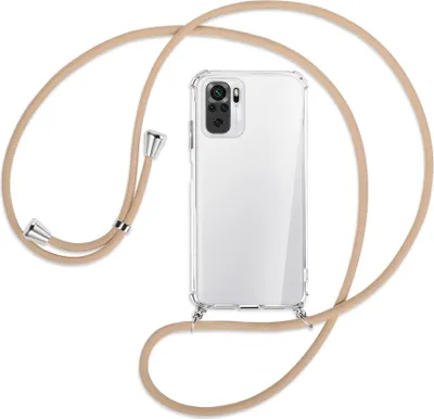 Produktbild von Handykette Backcover-Schutzhülle mit Band (Metall silberfarben) für Xiaomi Redmi Note 10 4G - beige