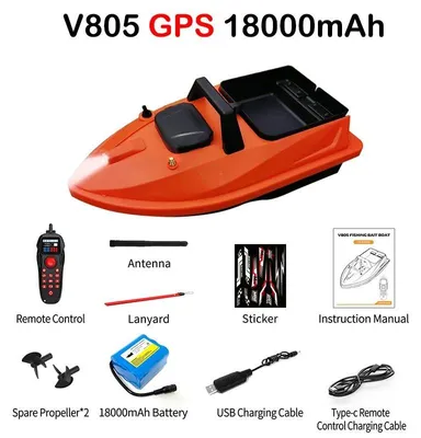 Obrázok produktu pre V805 GPS kŕmny čln – RC rybársky čln na lov kaprov – batéria 18 000 mAh – dosah 500 m – nosnosť 1,5 kg – 24 rybárskych miest – funkcia Auto Return