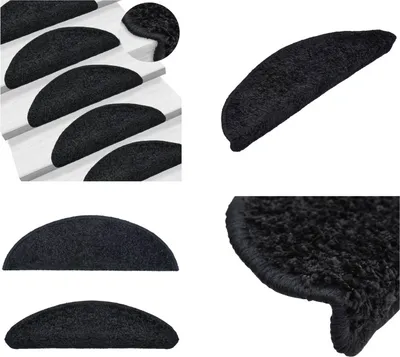 Immagine prodotto di vidaXL Tappetino per scale 15 pezzi nero 56x17x3 cm - Tappetino per scale - Tappetino per scale - Tappetino per gradini - Tappetini per gradini