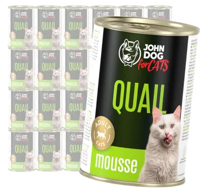 Produktbild von John Dog Katzenmousse mit Wachtel 24 x 400 g getreidefreies Nassfutter für Katzen