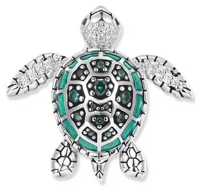 Produktbild von Seinerzeit Silber 925 Anhänger Sheela Jade Schilkröte SZA-3990-475 Emaille, Zirkonia