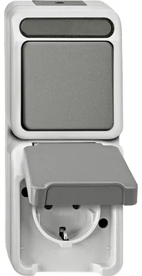 Zdjęcie produktu dla Schneider Electric 1-częściowy kompletny przełącznik / gniazdo AQUASTAR jasnoszary 4922833 (4922833)