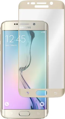 Produktbild von 1er-Pack PhoneNatic Glas-Folie klar gold kompatibel mit Samsung Galaxy S6 Edge - Panzerglas für Galaxy S6 Edge