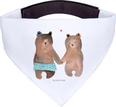 Produktbild von Mr. & Mrs. Panda Bandana Bär Freundin - Weiß - Geschenk, Halstuch Hund, für, Beste Freund Liebe Liebesbeweis Verliebt Kumpel Kumpeliene, Hunde-Bandana, Hundehalstuch