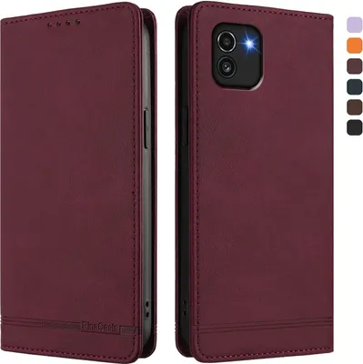 Produktbild von Hülle für Samsung Galaxy A03, Retro Kunstleder Ständer Klapphülle mit Kartenfächer und Magnetische Rot