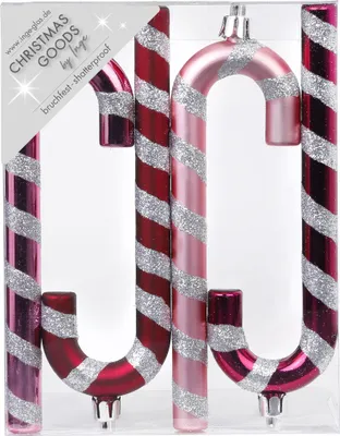 Produktbild von Christbaumschmuck Zuckerstangen 14cm Kunststoff 4er Set - Berry Kiss
