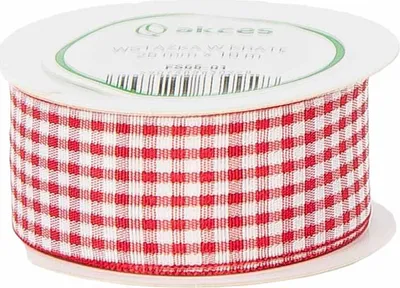 Obrázok produktu pre STOFFBAND Dekoračná stuha Textilná stuha Darčeková stuha biela a červená károvaná 25 mm/10 m
