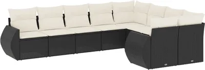 Produktbild von vidaXL 9-tlg. Garten-Sofagarnitur mit Kissen Schwarz Poly Rattan