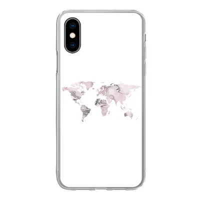 Produktbild von MuchoWow® Handyhülle Schutzhülle Hülle für iPhone X Weltkarte - Marmor - Grau Silikon Softcase Handy Hülle - Handyhülle