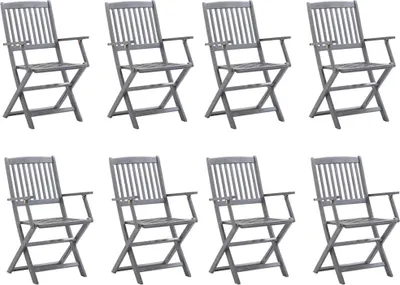 Produktbild von vidaXL Klappbare Gartenstühle 8 Stk. mit Kissen Massivholz Akazie