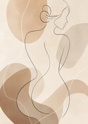 Produktbild von Line Art Poster Feminine Curves DIN A2 – Abstrakte Frauenfigur Wandbild, matt