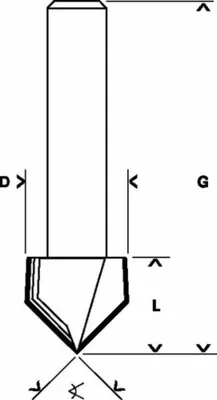 Produktbild von PRO V-Nutfräser, 90° x Ø 1/4, Schaft 1/4